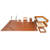 Rustic (Sienna) Brown Leather Desk Set, 10pc
